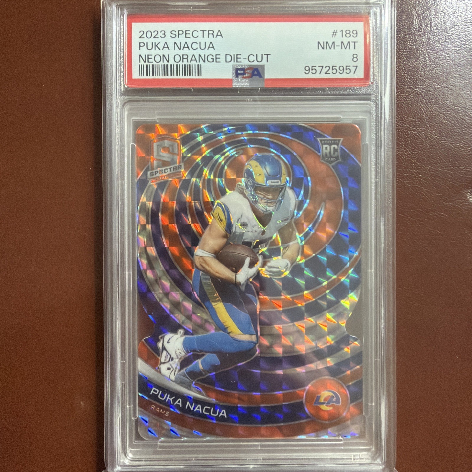 2023 Panini Spectra - Rookies Puka Nacua #189 Neon Orange Prizm Die-Cut /15 (RC)