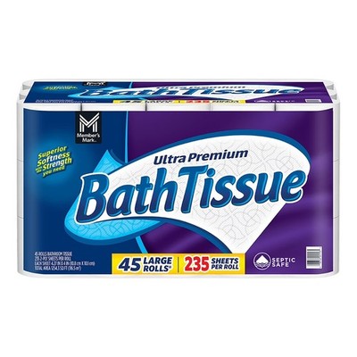 Member's Mark Ultra Premium 2-Ply Toilet Paper 45 rolls, 235 sheets/roll-Genuine