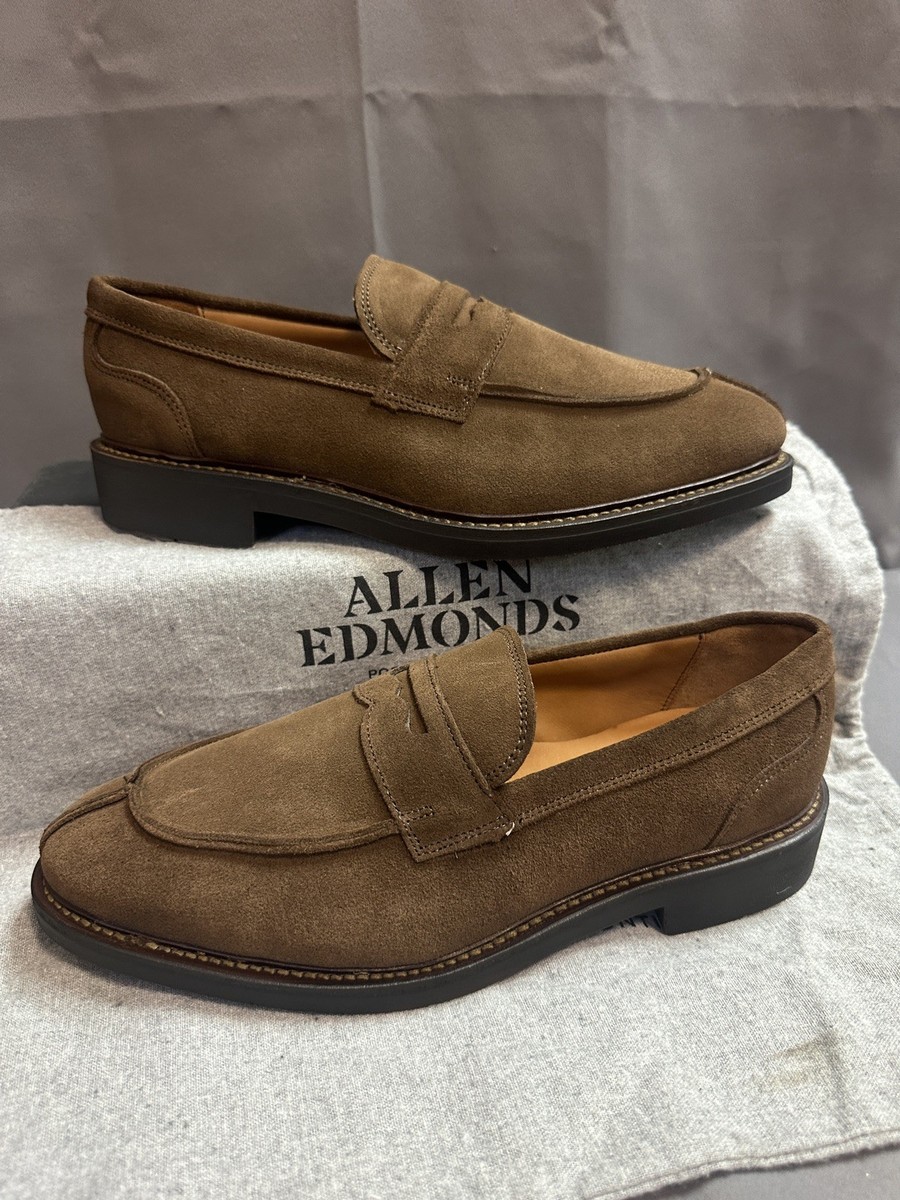 New Allen Edmonds DENALI Slip-On Penny Loafers in Brown Suede 5782