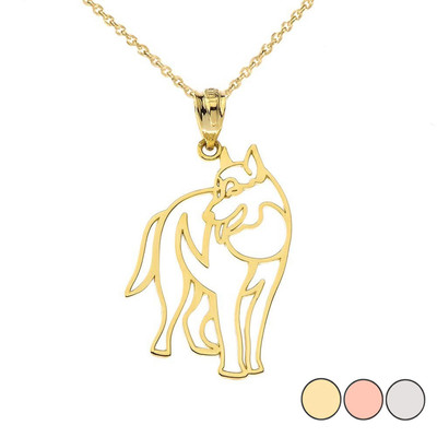 Massiver Gold Wolf Cut Out Anhänger (erhältlich in Gelb-/Rosé-/Weißgold)
