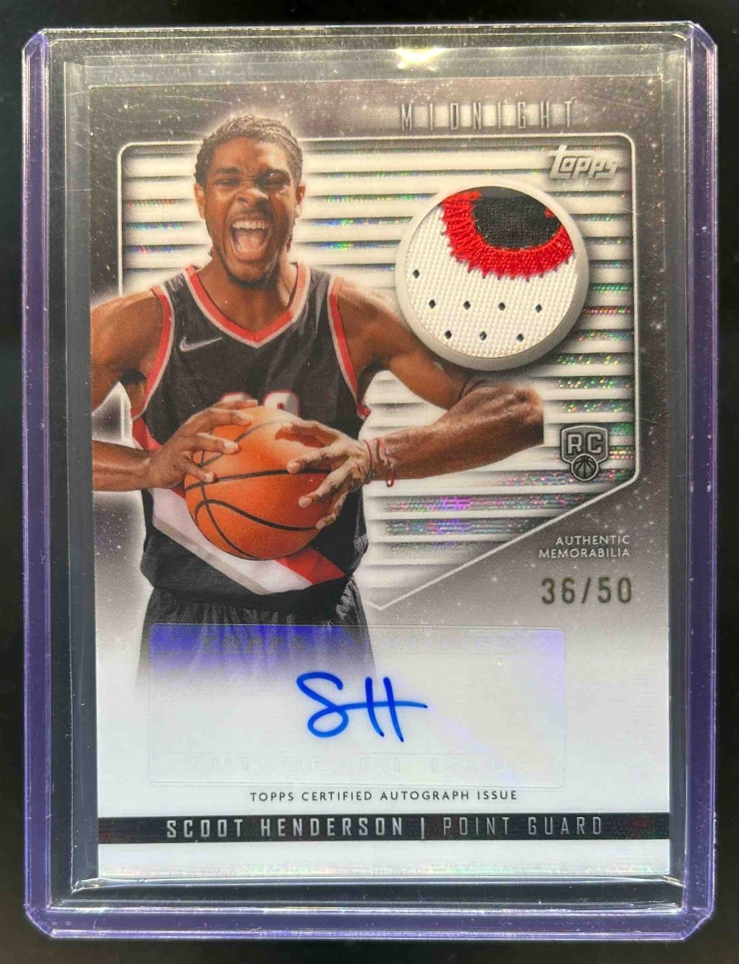 2023-24 Topps Midnight Scoot Henderson Rookie Patch Auto Moon Beam #36/50