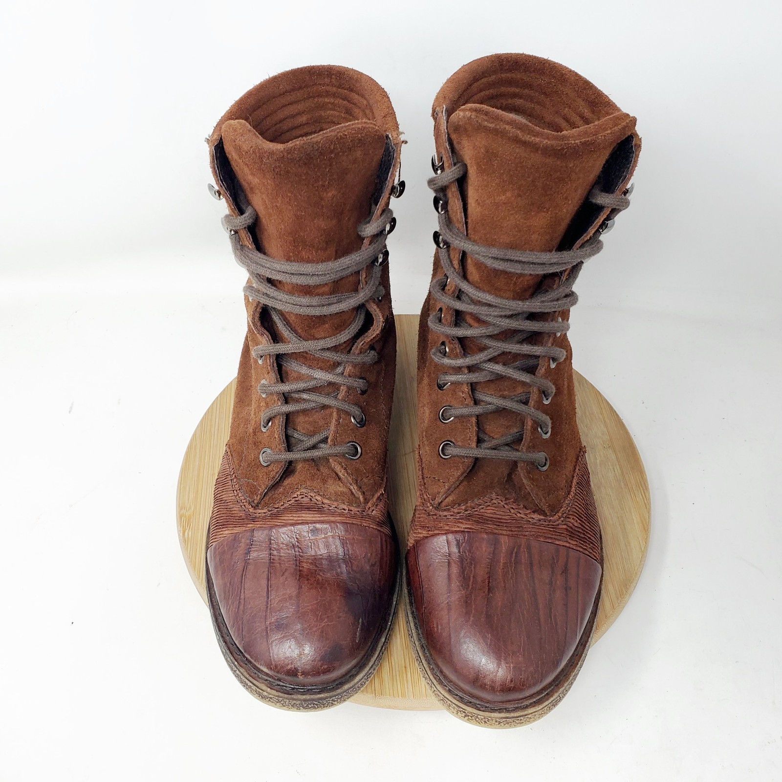 Free People Boots Womens 38 Sparrow Brown Leather Boho Steampunk Lagenlook Shoes