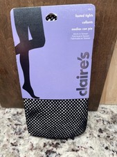 Claires Womens Black Fishnet Size M/L Footed Tights Nylon 125- 160 Lbs NWT