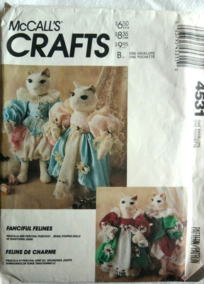 MCCALLS PATTERN 4531  FANCIFUL FELINES  AND  WARDROBES  CUT PIECES VINTAGE  1989