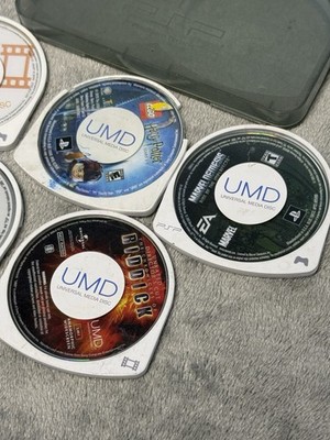 PSP UMD Movie/Game Lot Harry Potter Marvel Cards Riddick + Case