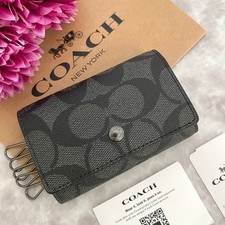 New COACH Key Case Black Men s Women s 23a