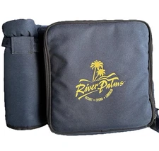 River palms Resort Casino Picnic  Bag Basket  Navy Burgundy Plaid Picnic For 2