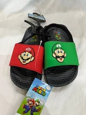 Super Mario And Luigi Toddler Boys Multicolor Slides Sz 9/10,11/12 NEw