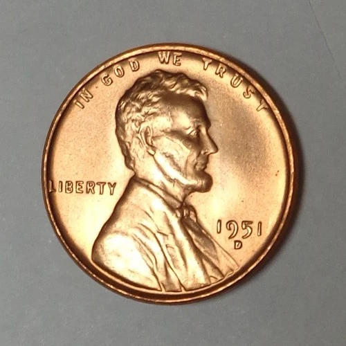 1951-D Lincoln Wheat Penny Cent Gem BU From Original Bank Roll (B)