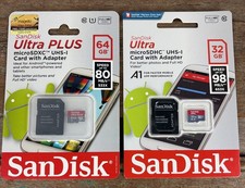 Sandisk Lot 2 1-32GB/ 1-64Gb Ultra MicroSDXC SD Card With Adapters NEW NIP