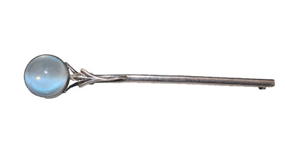 ANTIQUE G.C. HUDSON STERLING SILVER LARGE MOONSTONE HALLEY'S COMET PIN