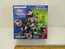 Playmobil ATV Quad Race Driver Pull-Back Motor City Action Set 18 pc NIB #71093