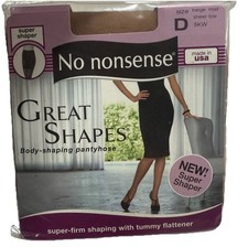 NO Nonsense Great Shapes BodyShaping Pantyhose Size D 5KW Beige Mist Sheer Toe