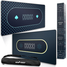 2-In-1 Poker Gift Set: Texas Hold'Em Poker Mat Midnight Black + Royal Blue | 70"