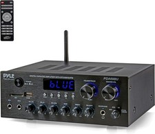 Pyle Stereo Amplifier Audio Receiver with Remote Control - Bluetooth Black