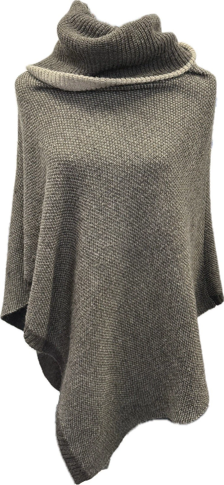 Cocogio Made In Italy Grey Roll Neck Poncho One Size Winter Alpaca Wool