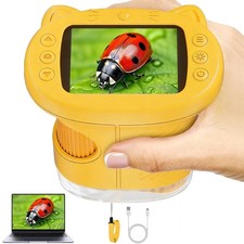 1000X Handheld Digital Microscope, 8 LED Ring Lights Microscope with 2.4" Orange