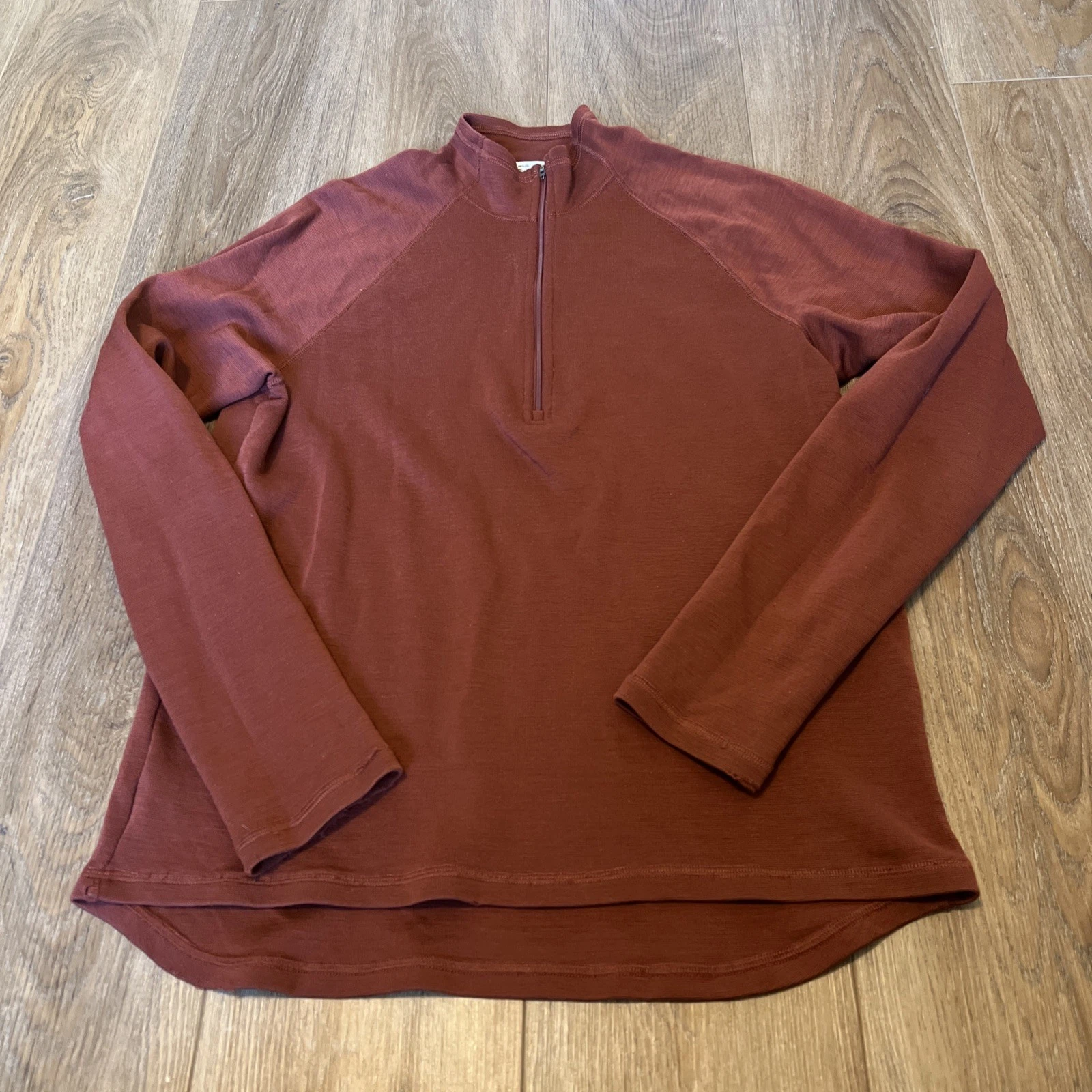 Ibex Pullover Mens Large Red Merino Wool Quarter Zip Long Sleeve Base Layer