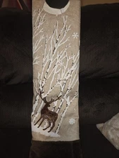 Elk Deer The Christmas Shoppe Tree Skirt Rustic Forest Tan Brown Faux Fur 48"