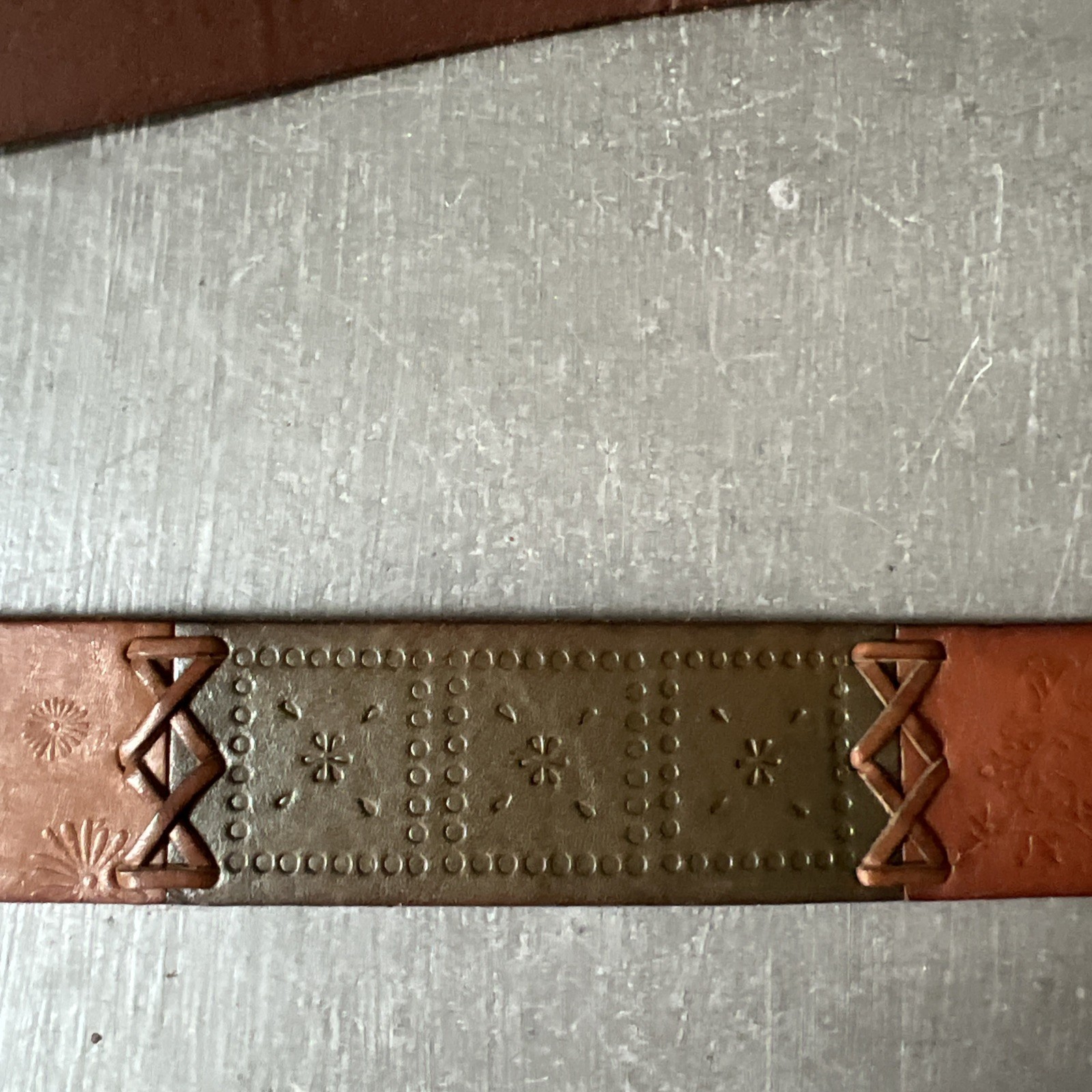 Fossil Leather Brown Multicolor Patchwork BOHO Be… - image 6