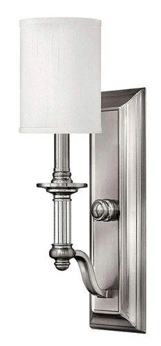 Hinkley Sussex Medium Single Light Sconce - Formal Style, White Fabric Hardba... - Picture 1 of 4