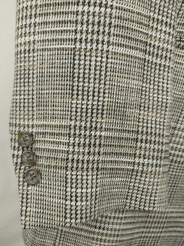 Vintage Pierre Cardin Mens 42L Sport Coat Jacket Blazer Glen Plaid 2-Button Silk - Picture 6 of 20