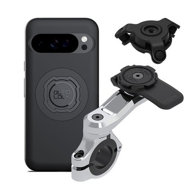 Quad Lock Motorcycle Handlebar Phone Mount PRO Chrome Kit with Vibration Dampene