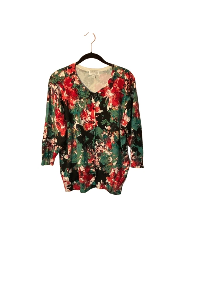 Joseph A women’s floral, 3/4 sleeve cardigan sweater S/2X - Image 2 of 4