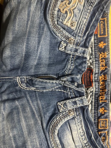 Rock Revival Ankle Skinny Jeans Womens 28 Flan Medium Wash Blue Distressed Denim