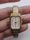 Vintage Timex Women's Tank Watch Gold Tone Stretch Band New Battery Working