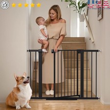 Auto Close Baby Gate Stairs Extra Wide Safety Gate Kids  Pets Easy Install New
