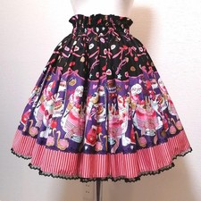 Preview of Metamorphose Sweets Pattern Flare Skirt, Elastic Waist, Used, Japan