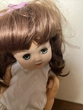 Vintage 1950s Creepy Doll 22 Yellowed Blue Eyes, Teeth And Brown Wig Read
