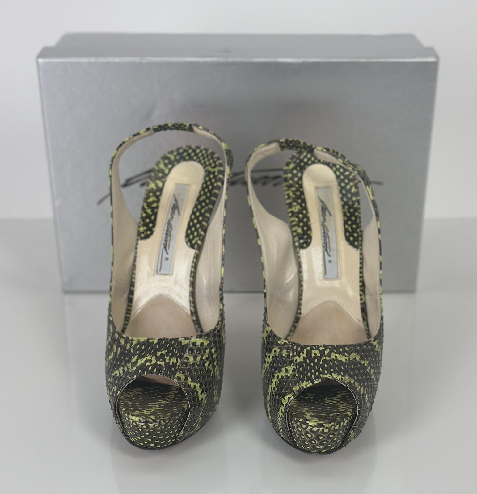 ⭐️ Brian Atwood Platform Python Embossed Leather … - image 2