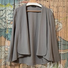 H by Halston Open Front Jacket/Blazer, Seam Detail, Light Grey, US Women's 12