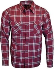 Mens Flannel Shirt- Button Up Down Long Sleeve -Burgundy Soft Cotton Blend NEW