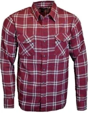 Mens Flannel Shirt- Button Up Down Long Sleeve -Burgundy Soft Cotton Blend NEW