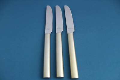 Boda Nova OVAL STEEL GOLD Dinner Knives (Set of 3) Stainless Korea 8 7/8''
