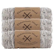 (3 Pack) Lion Brand Yarn 150-202Z Fishermen's Wool Yarn, Birch Tweed
