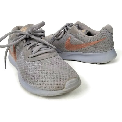 gray and rose gold nike shoes
