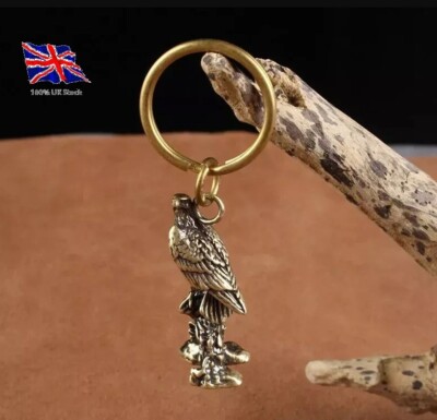 Solid Brass Falcon Eagle Keychain Keyring UK