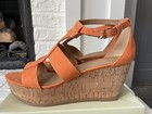 NEW Women Franco Sarto Falco Cork Wedge Sandals Orange 9 M Summer Spring VOLS UT — photo 3