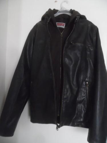 Dark Brown Faux Leather Hooded Jacket 
