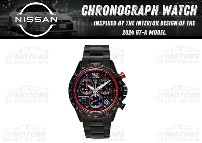 Nissan GTRクロノグラフ ブラックレザー腕時計 Nissan GTRクロノグラフ ブラックレザー腕時計 Nissan GT-R