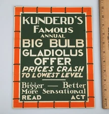 1930s A.E. Kunderd's Famous Annual Big Bulb Gladiolus Brochure Goshen Indiana  