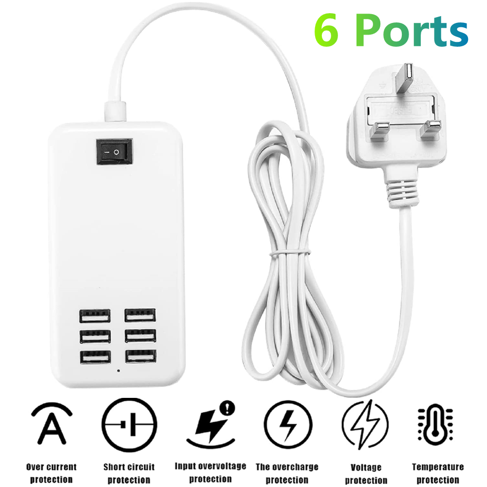 Multi 6-Ports USB Phone Charger Socket Fast Charging Station