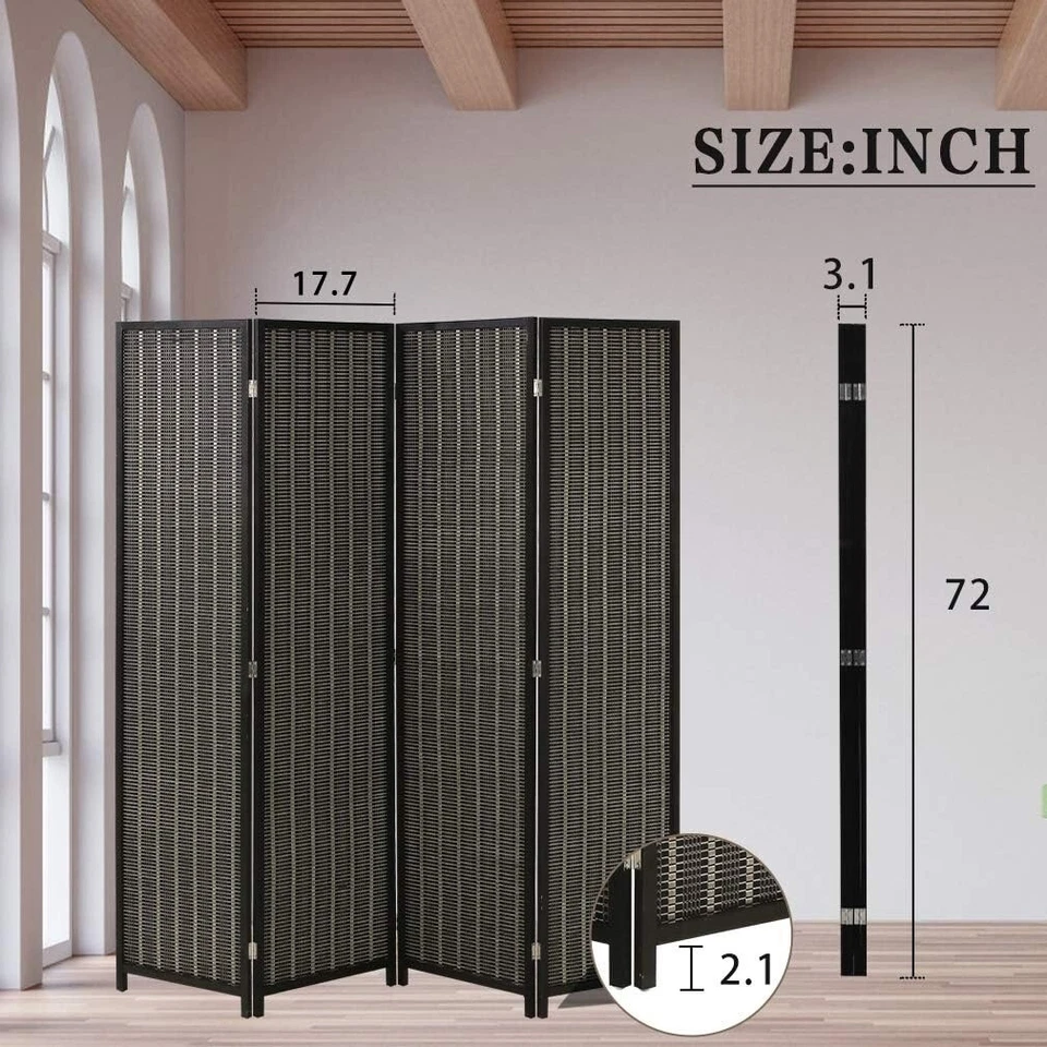 Pantalla De Privacidad Divisor Separador De Habitacion Plegable 4 Paneles NEW US - Image 3 of 4