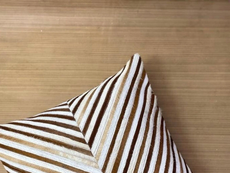 Leather Hairon Cushion Cover 18x18 Premium Quality Hand made Stylish Pillow 6 - Image 4 of 4