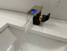 LED Bathroom Sink Faucet Waterfall Single Hole Vanity Faucet Vessel Mixer Tap