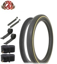 SCHWINN STYLE BRICK 20X 1.75 S2 & 20X 2.125 S2 WIDE SLICK YL LINE TIRE 8PC SET